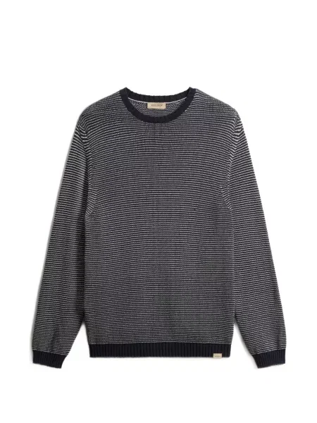 Pulover Woolrich cu dungi cu decolteu rotund albastru