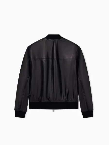 Кожаная куртка Armani Exchange черная