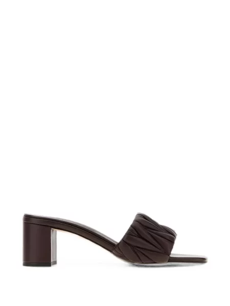 Papuci tip mules Miu Miu din piele maro