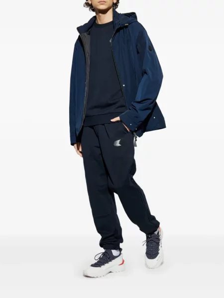 Geacă Moncler cu glugă albastru