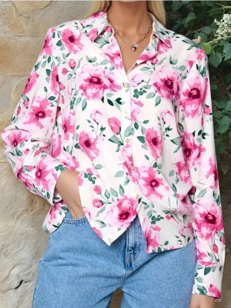 Сорочка з квітковим принтом різнобарвний