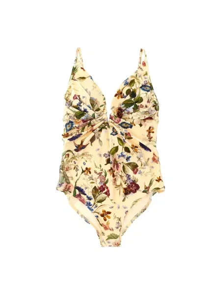 Wielobarwność stroj jednoczęściowy Zimmermann w kwiatki beżowy