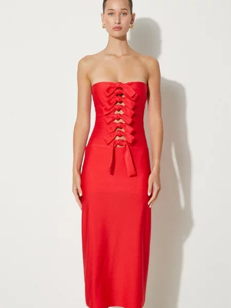 Coperni sukienka Jersey Knot Gala mini dopasowana czerwony