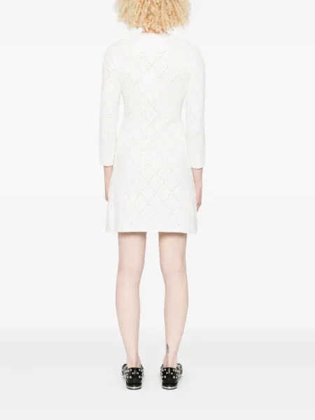Rochie mini Self-portrait cu funde de costum alb