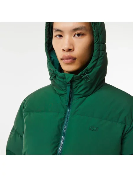 Lacoste Pikowana Wodoodporna Krótka Kurtka zielona
