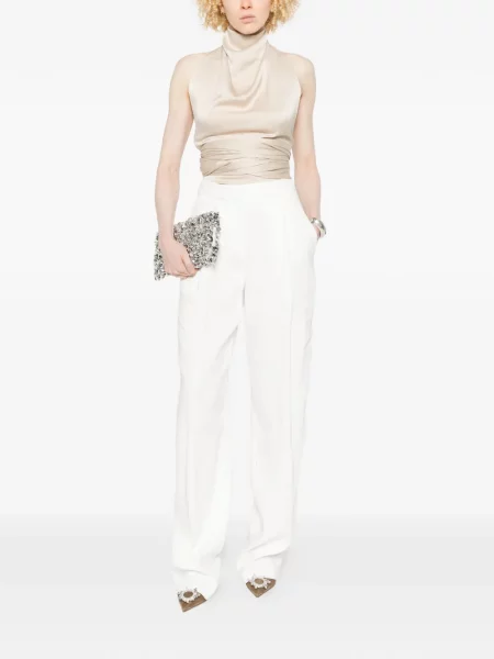 Pantaloni Elisabetta Franchi plisate alb