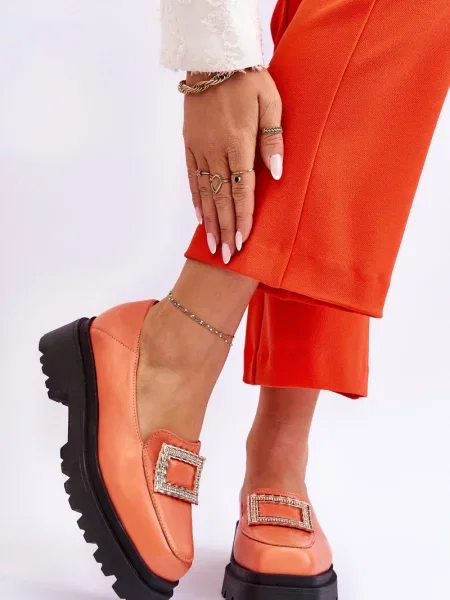 Usnjene loaferke Filipczyk oranžna