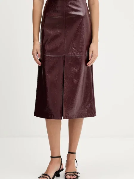 HUGO fustă midi drept bordo