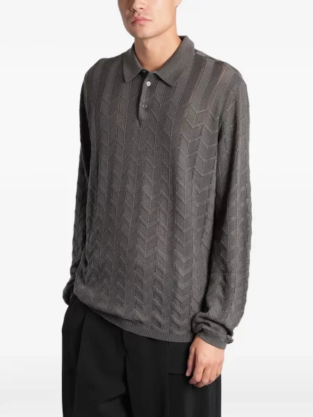 Πλεκτό μακρύς polo Emporio Armani γκρι