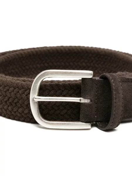 Cu centură curea Canali din piele de căprioară țesută maro