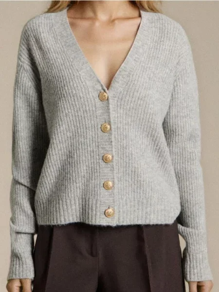 Кардиган з декоративними та домішкою вовни сірий