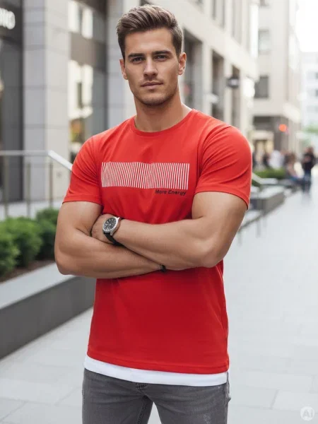 T-shirt z nadrukiem Dstreet czerwony