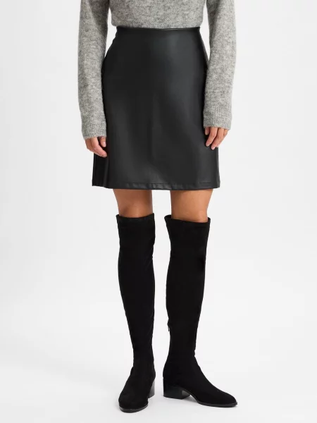 S.Oliver Spódnica Kobiety Sztuczna skóra jednolity 46 czarny