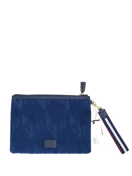 Geantă Anya Hindmarch din material terry cu autograf albastru