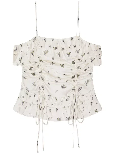 Top Ganni drapat alb