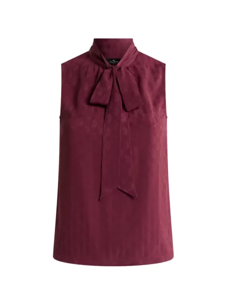 Top Etro de mătase cu model paisley roșu