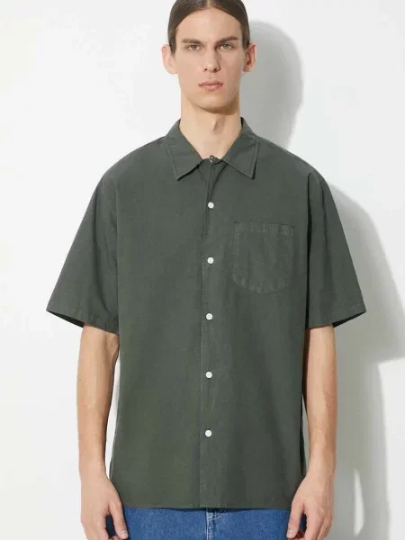 Srajca Norse Projects Carsten Cotton Tencel zelena