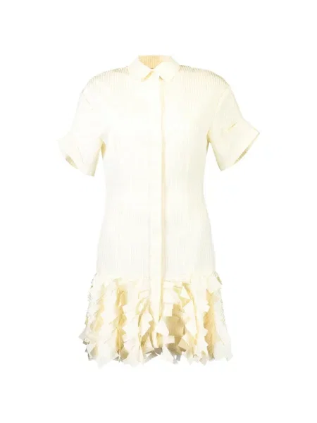 Dryžuota kostiumas mini suknelė Alexis su raukiniais geltona