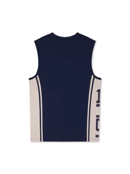 Tricou Retro / albastru marin bej