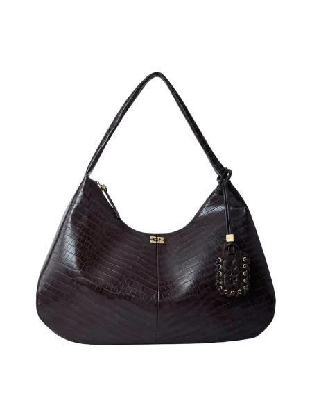 Duża torebka hobo Ganni brązowa