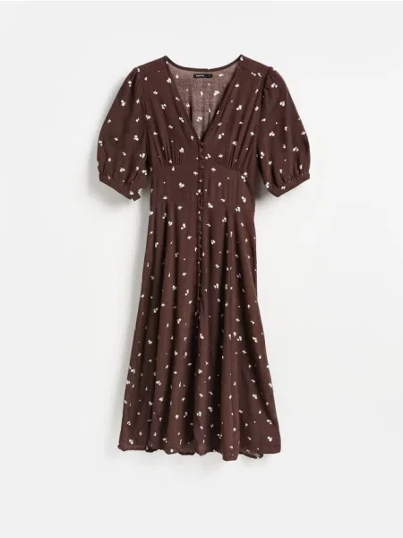 Reserved Rochie din cu model maro-închis maro