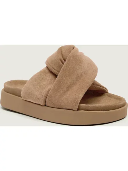 INUIKII Șlapi SOFT CROSSED | piele întoarsă bej