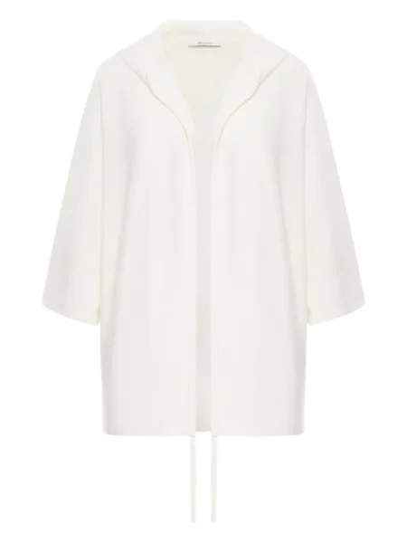 Cardigan Max Mara de lână cu glugă alb