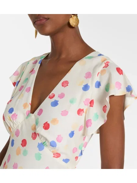 Rochie maxi Rixo cu buline de costum alb