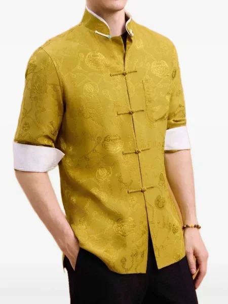 Cămașă Shanghai Tang din jacard galben