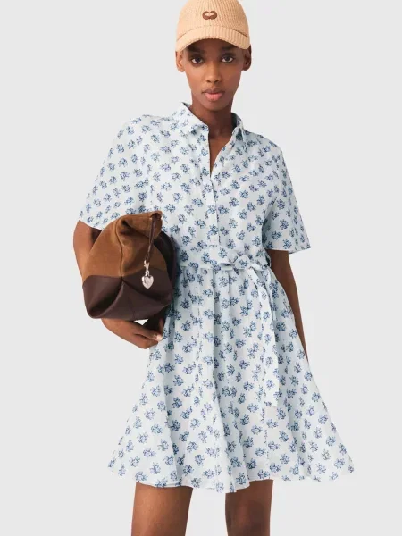 Лляна сукня Maje в квіточку з принтом біла