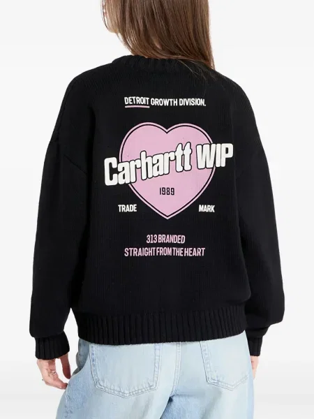 Пуловер Carhartt Wip с принт със сърца черно
