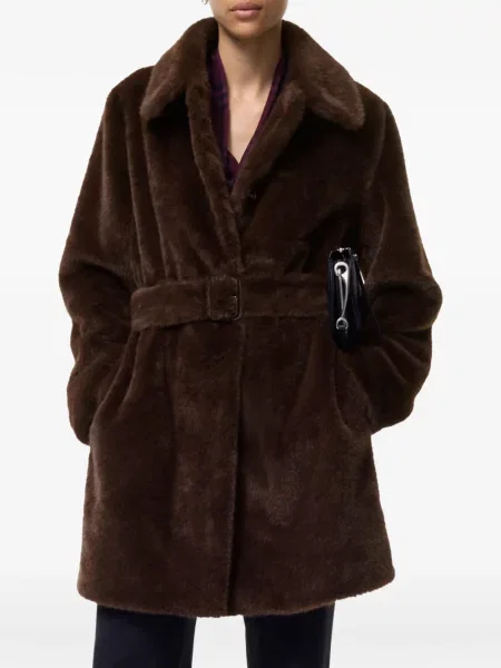 Blană artificială scurt ușor palton de blană Burberry maro