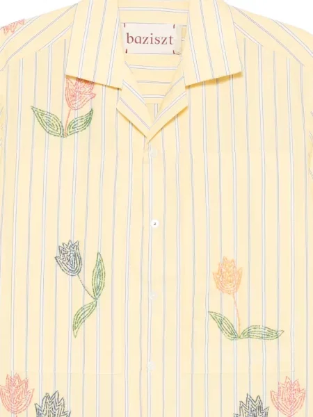 Pruhovaná košile Baziszt s výšivkou žlutá