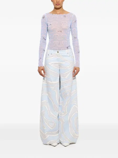 Top Pucci cu imagine din tul albastru