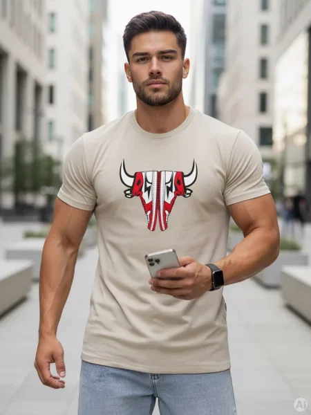 T-shirt z nadrukiem Dstreet beżowy