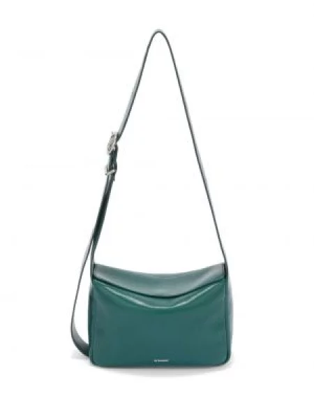 Kožna crossbody torbica Jil Sander s printom zelena