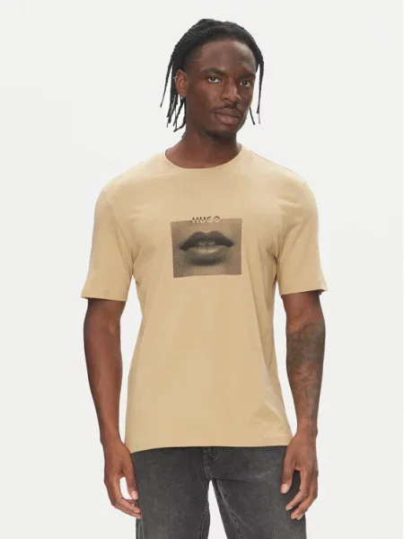 HUGO T-Shirt Deterni beżowy