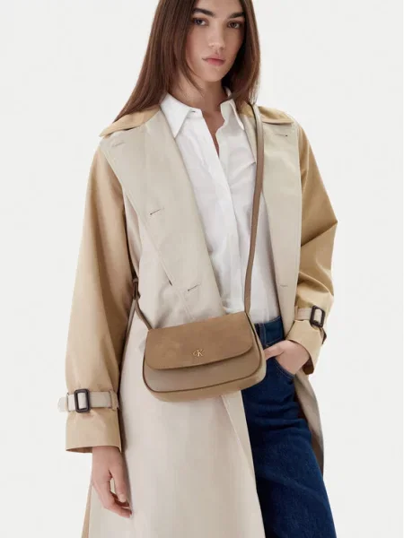 Calvin Klein Torebka Ck Brushed Flap Camera Bag beżowy