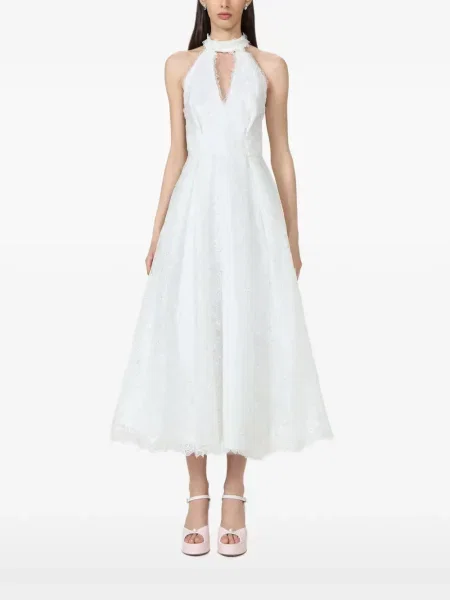 Rochie midi Costarellos din organza alb