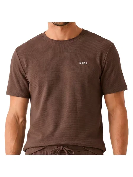 T-shirt Hugo Boss Pyjama T-Shirt With Embroidered Logo Dark Brown S smeđa