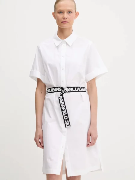 Karl Lagerfeld Jeans rochie din mini drept alb