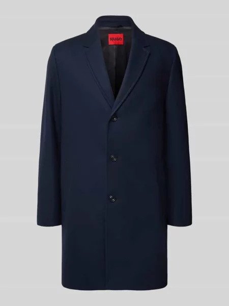 Płaszcz o kroju regular fit z mieszanki wełny model ‘MALTE’ Hugo granatowy