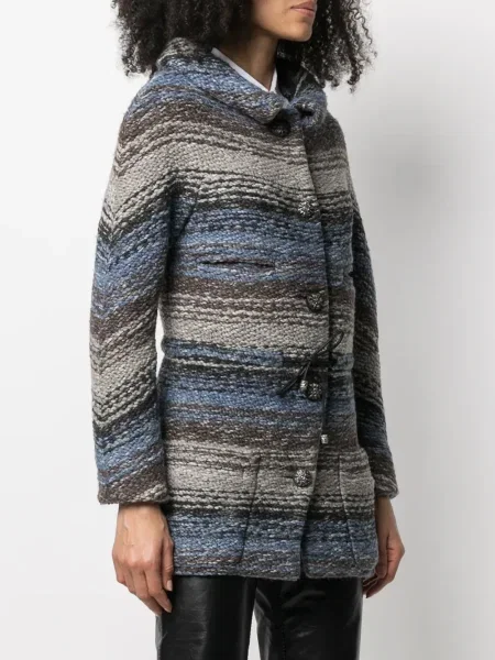 Pruhovaná bunda Chanel Pre-owned šedá