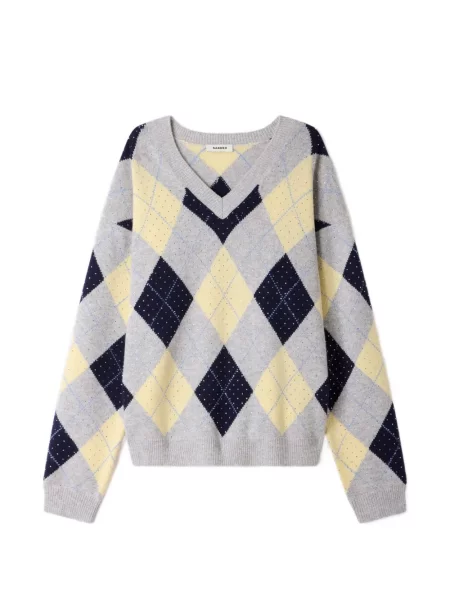 Pulover Sandro de lână cu model argyle gri