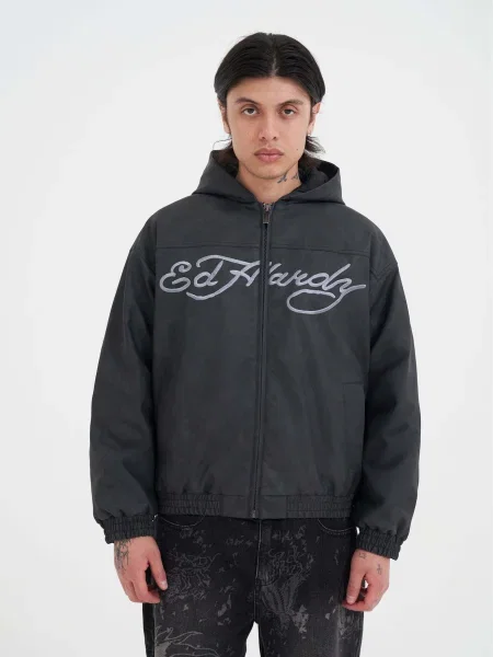 Ed Hardy Geacă de primăvară-toamnă Soaring Eagles gri / gri deschis negru