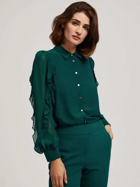 Cămașă Marisse cu volane negru