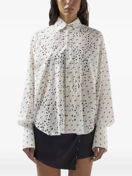 Cămașă Gcds cu broderie cu model floral alb