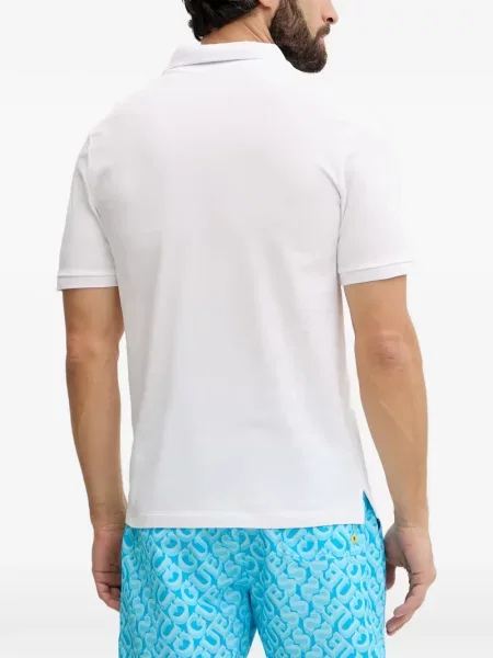 Tricou polo Guess cu autograf alb