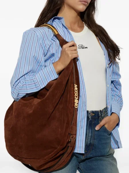 Geantă Moschino din piele de căprioară maro