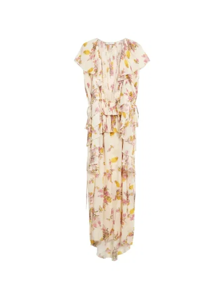 Rochie Blumarine cu model floral cu volane plisată